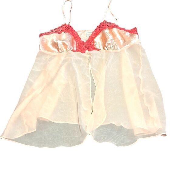 Y2K Babydoll Tank Woman's Size 16/18 Camisole Split Bodice Lace Satin Sleepwear - Picture 3 of 9